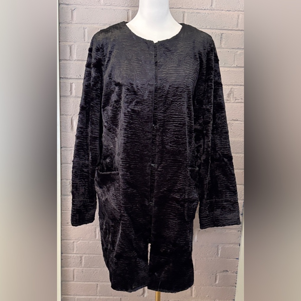 Lauren Ralph Lauren black faux fur Persian Lamb jacket M-L